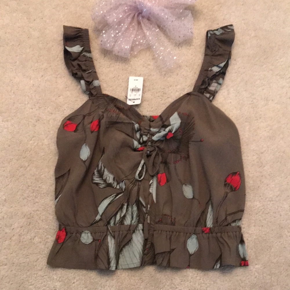 Express Peplum Top Olive Green New